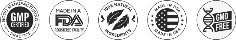 ProDentim certifications: GMP Certified, FDA Registered Facility, 100% Natural Ingredients, Made in USA, GMO-Free. Get your exclusive discount now!